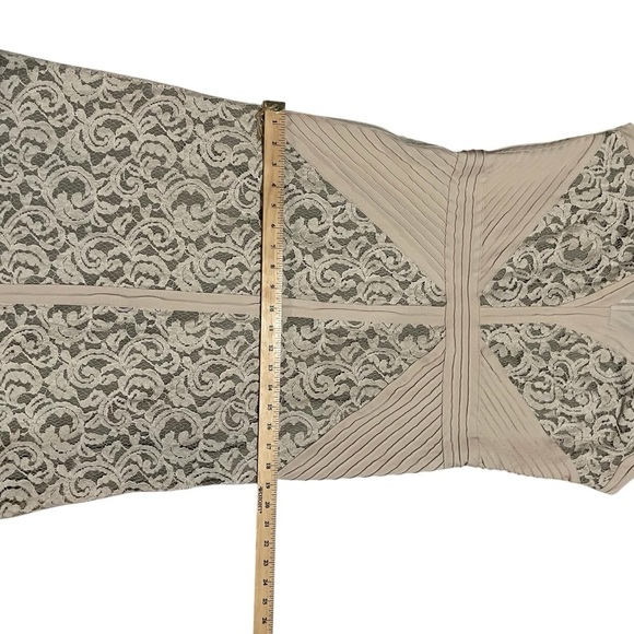 Tadashi Shoji-Lace V-Neck Gown with Pintuck Jersey Piping-Size Large - Picture 12 of 12